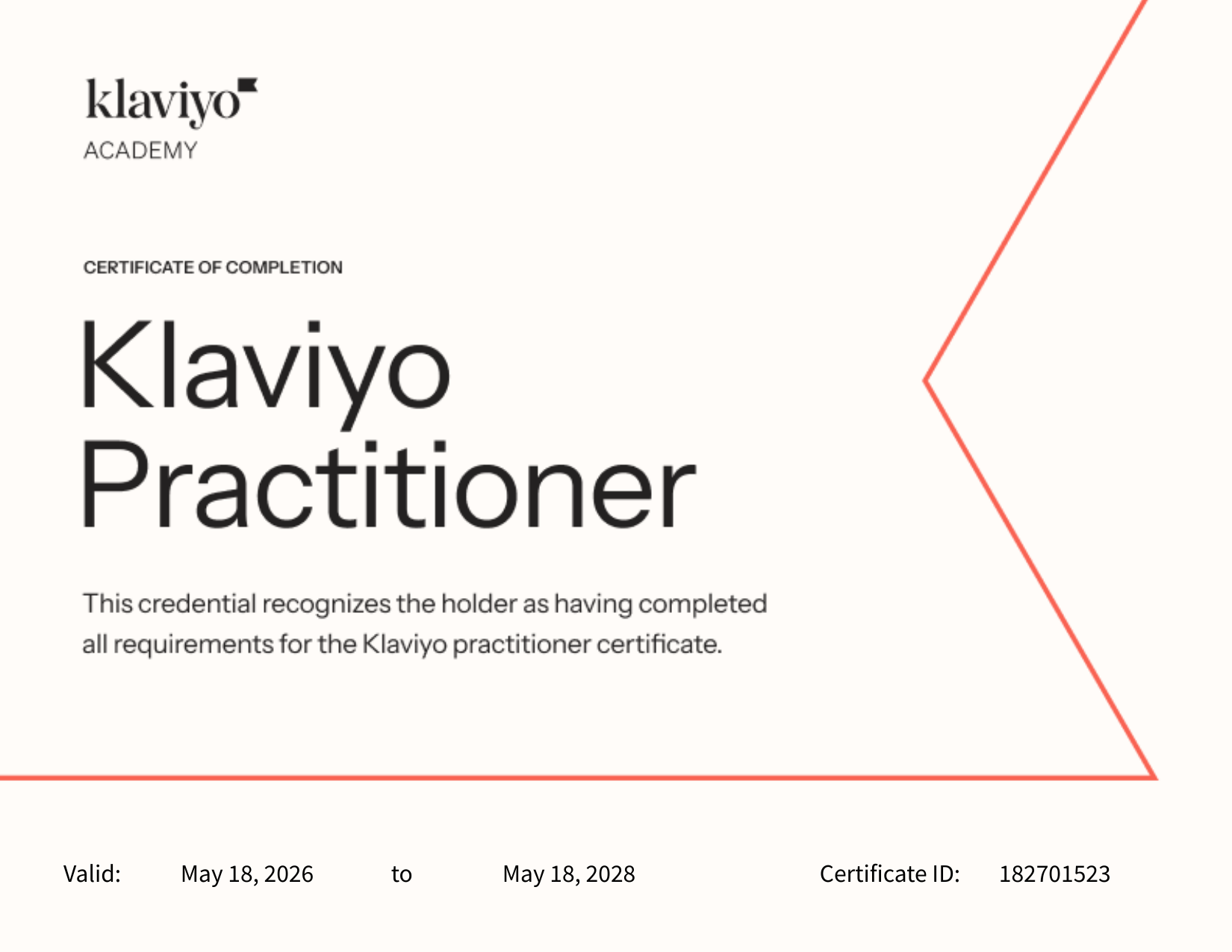 Klaviyo Practitioner certificate